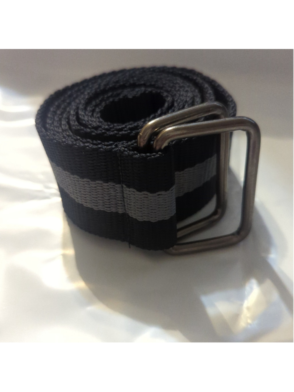 Black and Grey D-Ring Canvas Web Belt - 49" long